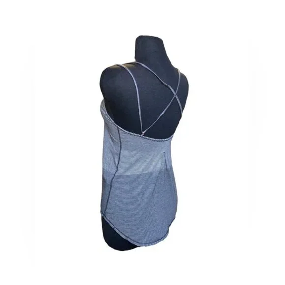LULULEMON Breezy Strappy Back Tank Top Gray Stripe Size: 6 - Picture 5 of 8